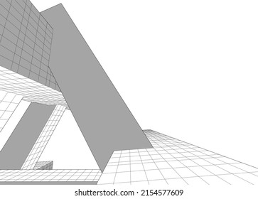 Ilustración vectorial 3d de arquitectura moderna