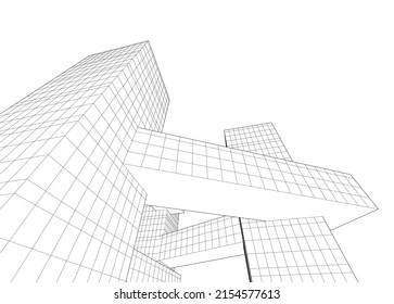 Ilustración vectorial 3d de arquitectura moderna