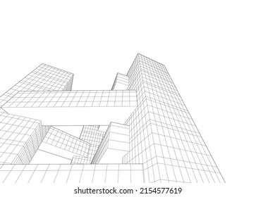 Ilustración vectorial 3d de arquitectura moderna