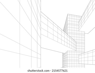 Modern architecture vector 3d illustration