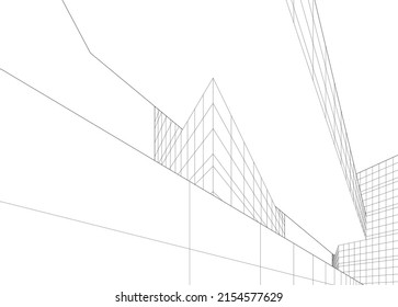Modern architecture vector 3d illustration