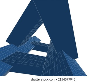 Ilustración vectorial 3d de arquitectura moderna