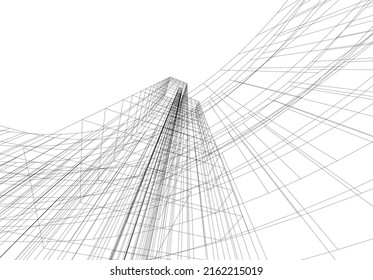Ilustración vectorial 3d de arquitectura moderna
