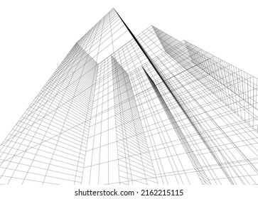 Ilustración vectorial 3d de arquitectura moderna