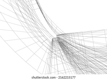 Ilustración vectorial 3d de arquitectura moderna