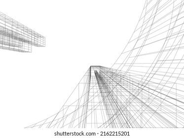 Ilustración vectorial 3d de arquitectura moderna
