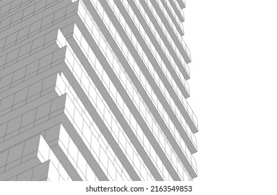Ilustración vectorial 3d de arquitectura moderna