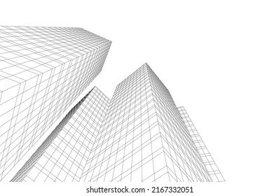 Ilustración vectorial 3d de arquitectura moderna