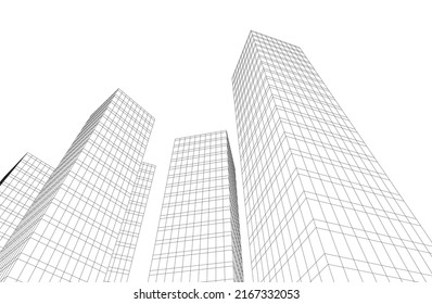 Ilustración vectorial 3d de arquitectura moderna