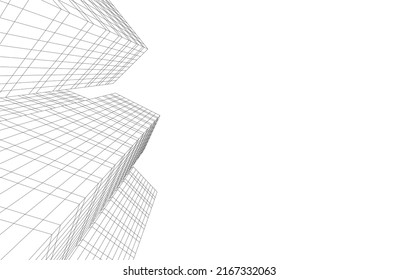 Ilustración vectorial 3d de arquitectura moderna