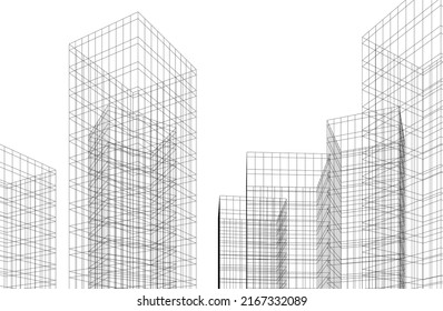 Ilustración vectorial 3d de arquitectura moderna