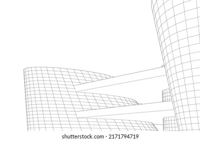 Ilustración vectorial 3d de arquitectura moderna