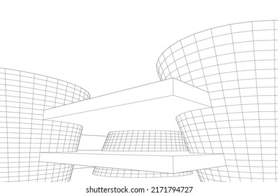 Ilustración vectorial 3d de arquitectura moderna