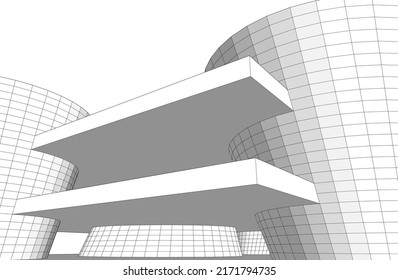 Ilustración vectorial 3d de arquitectura moderna