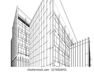 Modern architecture vector 3d illustration