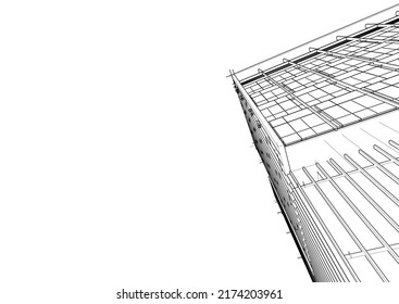 Ilustración vectorial 3d de arquitectura moderna