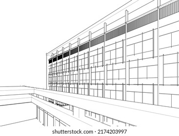 Modern architecture vector 3d illustration