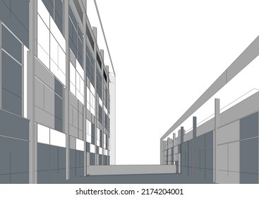 Modern architecture vector 3d illustration