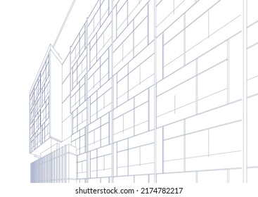 Ilustración vectorial 3d de arquitectura moderna