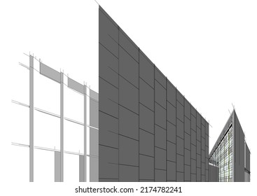 Modern architecture vector 3d illustration