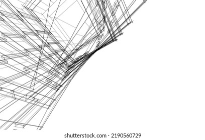 Ilustración vectorial 3d de arquitectura moderna