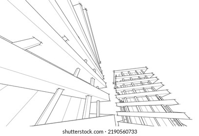 Modern architecture vector 3d illustration