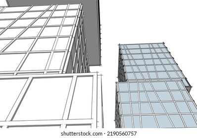 Modern architecture vector 3d illustration