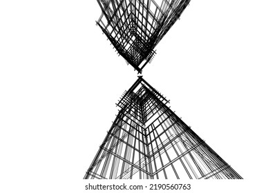 Ilustración vectorial 3d de arquitectura moderna