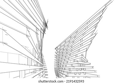 Modern architecture vector 3d illustration