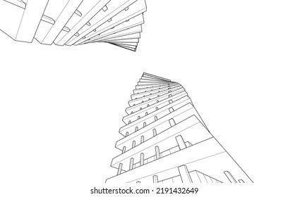 Modern architecture vector 3d illustration