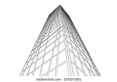 Ilustración vectorial 3d de arquitectura moderna