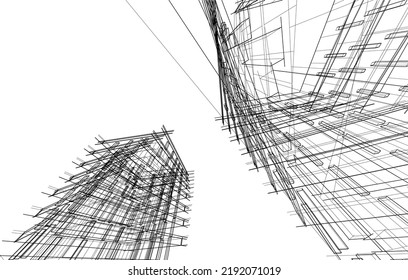 Ilustración vectorial 3d de arquitectura moderna