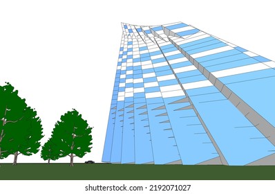 Modern architecture vector 3d illustration