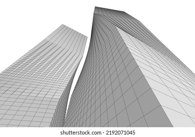 Ilustración vectorial 3d de arquitectura moderna