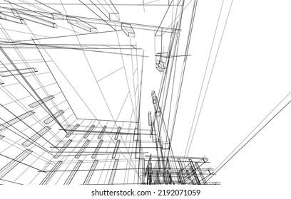 Ilustración vectorial 3d de arquitectura moderna
