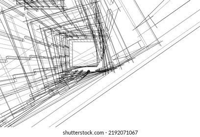 Ilustración vectorial 3d de arquitectura moderna