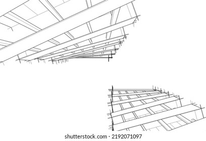 Ilustración vectorial 3d de arquitectura moderna