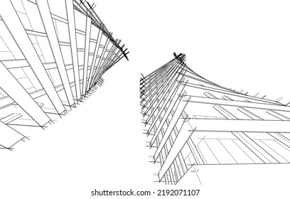 Modern architecture vector 3d illustration