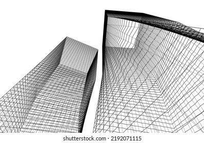 Ilustración vectorial 3d de arquitectura moderna