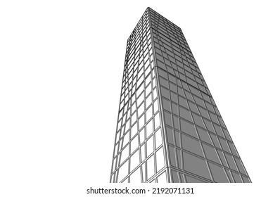 Ilustración vectorial 3d de arquitectura moderna