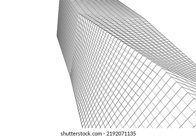 Ilustración vectorial 3d de arquitectura moderna