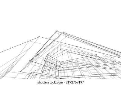 Ilustración vectorial 3d de arquitectura moderna