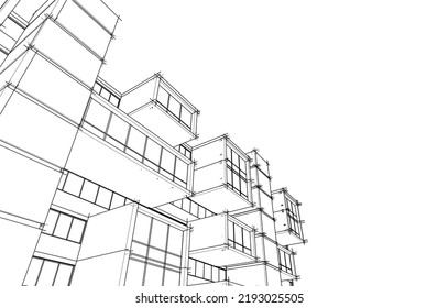 Modern architecture vector 3d illustration