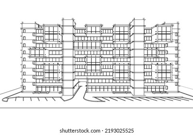 Ilustración vectorial 3d de arquitectura moderna