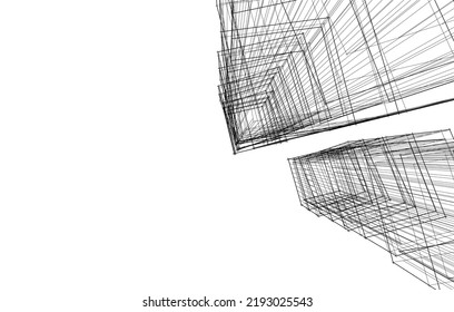 Ilustración vectorial 3d de arquitectura moderna