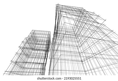 Ilustración vectorial 3d de arquitectura moderna