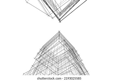 Ilustración vectorial 3d de arquitectura moderna