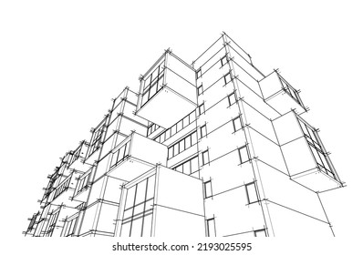 Modern architecture vector 3d illustration