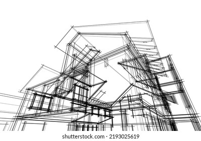 Ilustración vectorial 3d de arquitectura moderna
