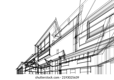 Ilustración vectorial 3d de arquitectura moderna